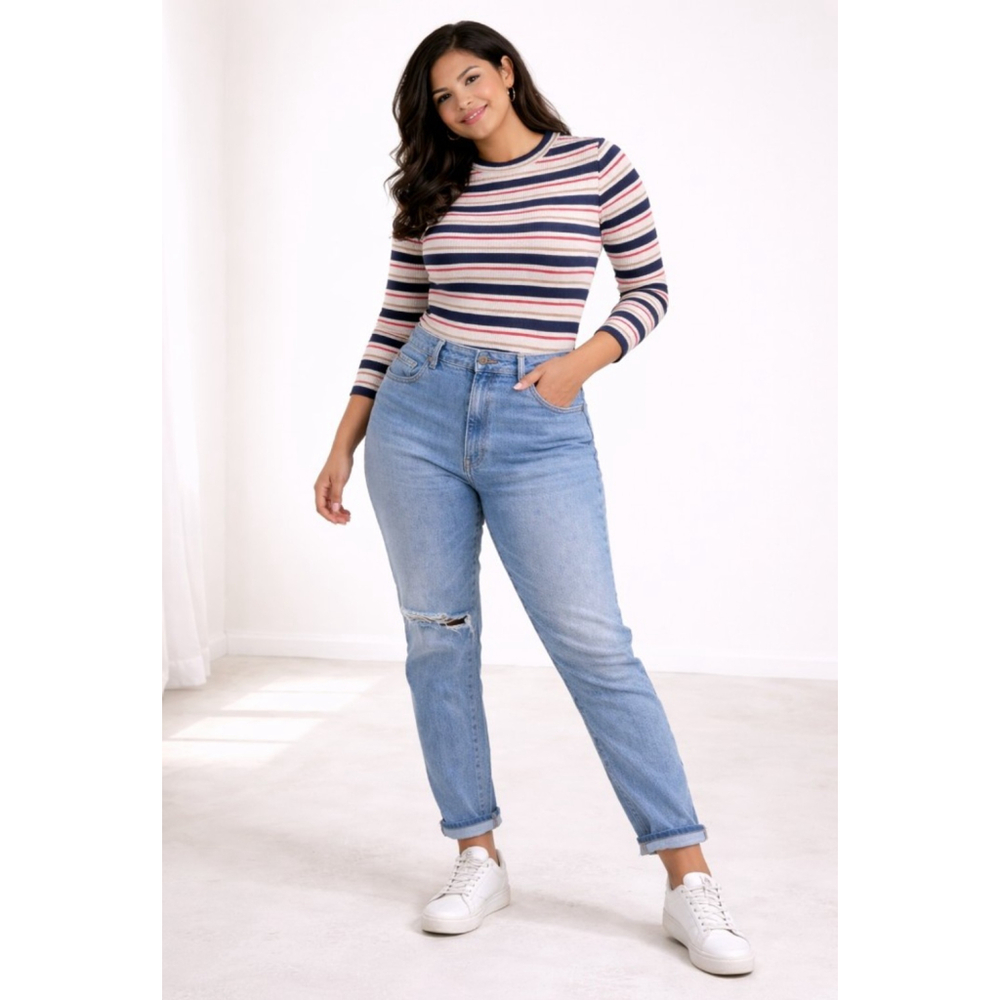 Banana Republic Ribbed Stripe Sweater – Size Small – Soft & Form-Fitting Knit